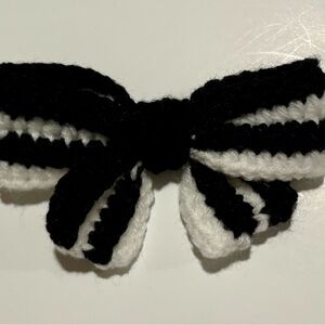 Black and White Crochet Bow